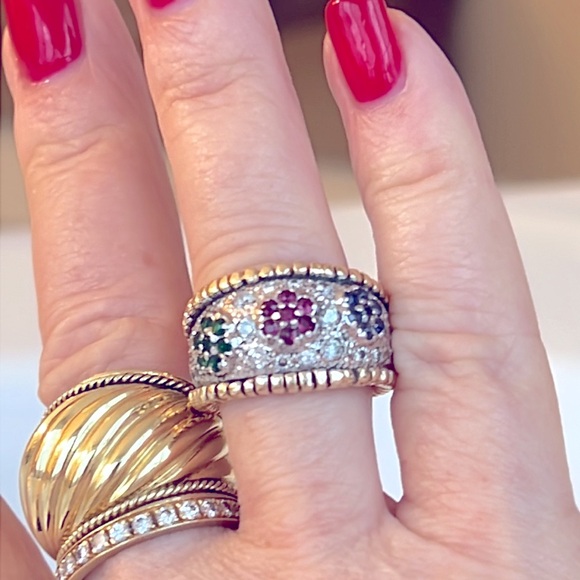 14k gold sapphire ruby, an emerald ring - Picture 12 of 13